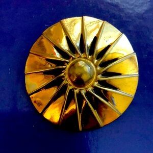 Large Brass antique style Art Nouveau button has a mark